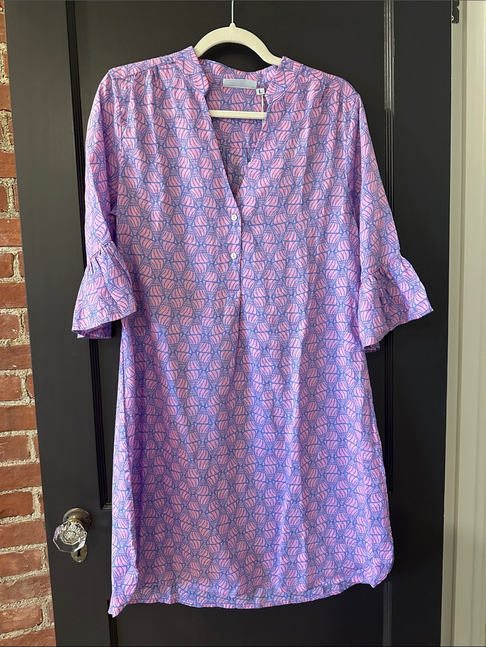 Pink House Decima Dress with Pink and Purple Shell Print